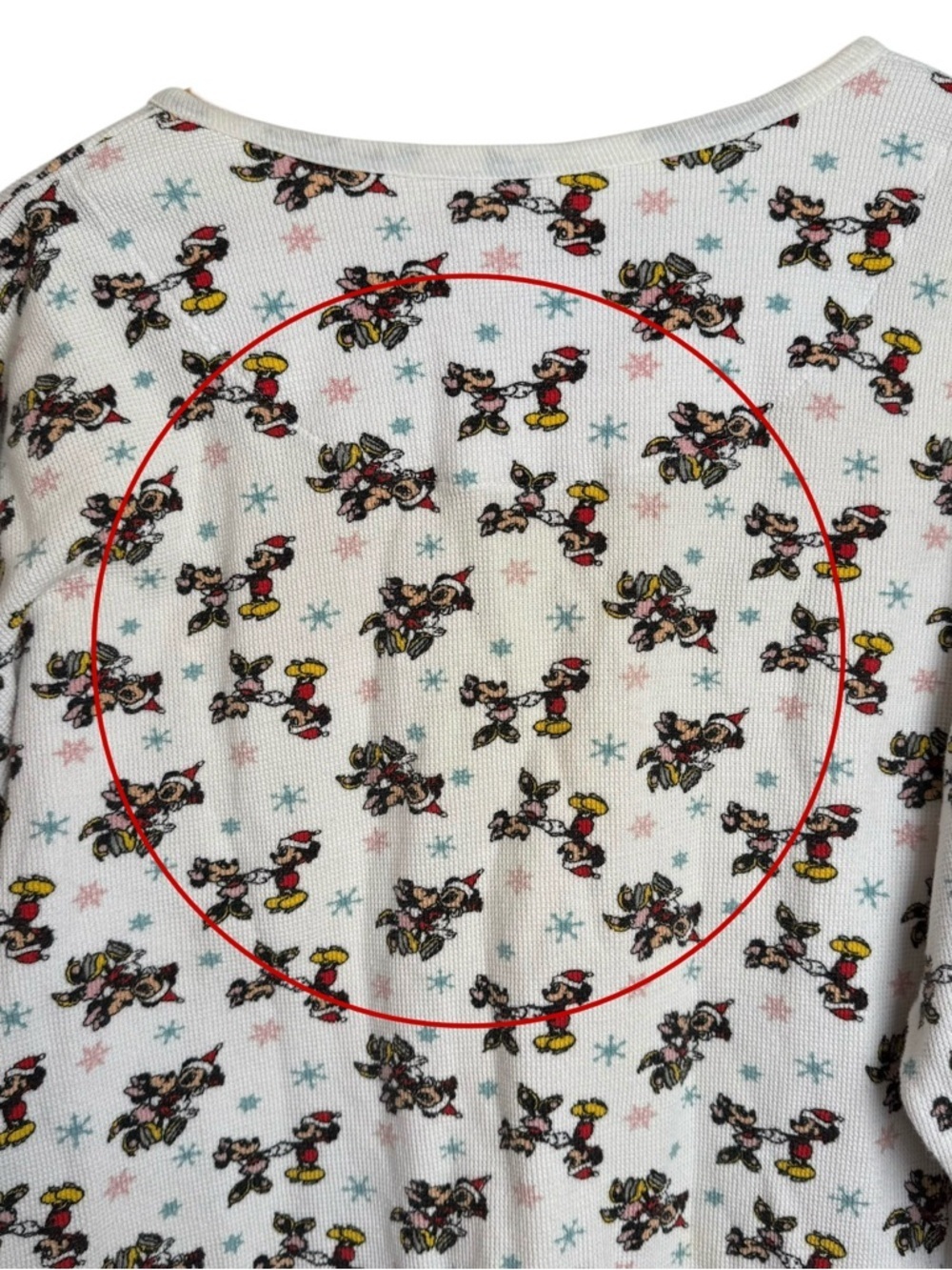 Mickey Inc Thermal Waffle Knit Sleep Shirt One Size Vintage Winter Snowflake - Picture 9 of 10